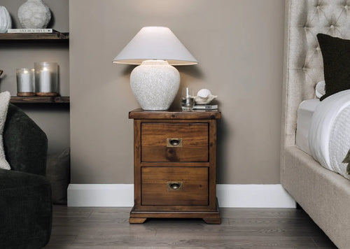 2 Drawer Brown Pine Bedside Locker - Aisling
