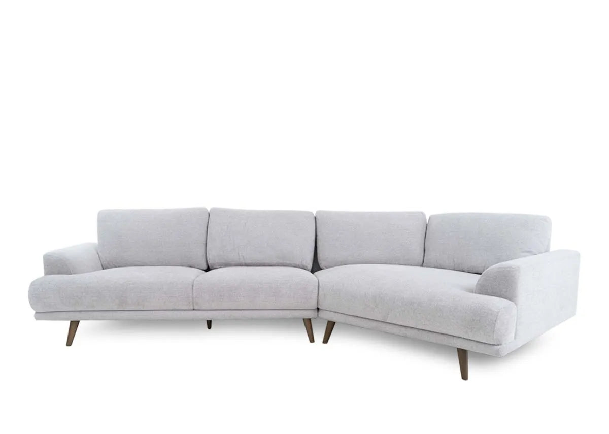 2.5 Seater/1.5 Stone Grey Fabric Corner Sofa - Legend