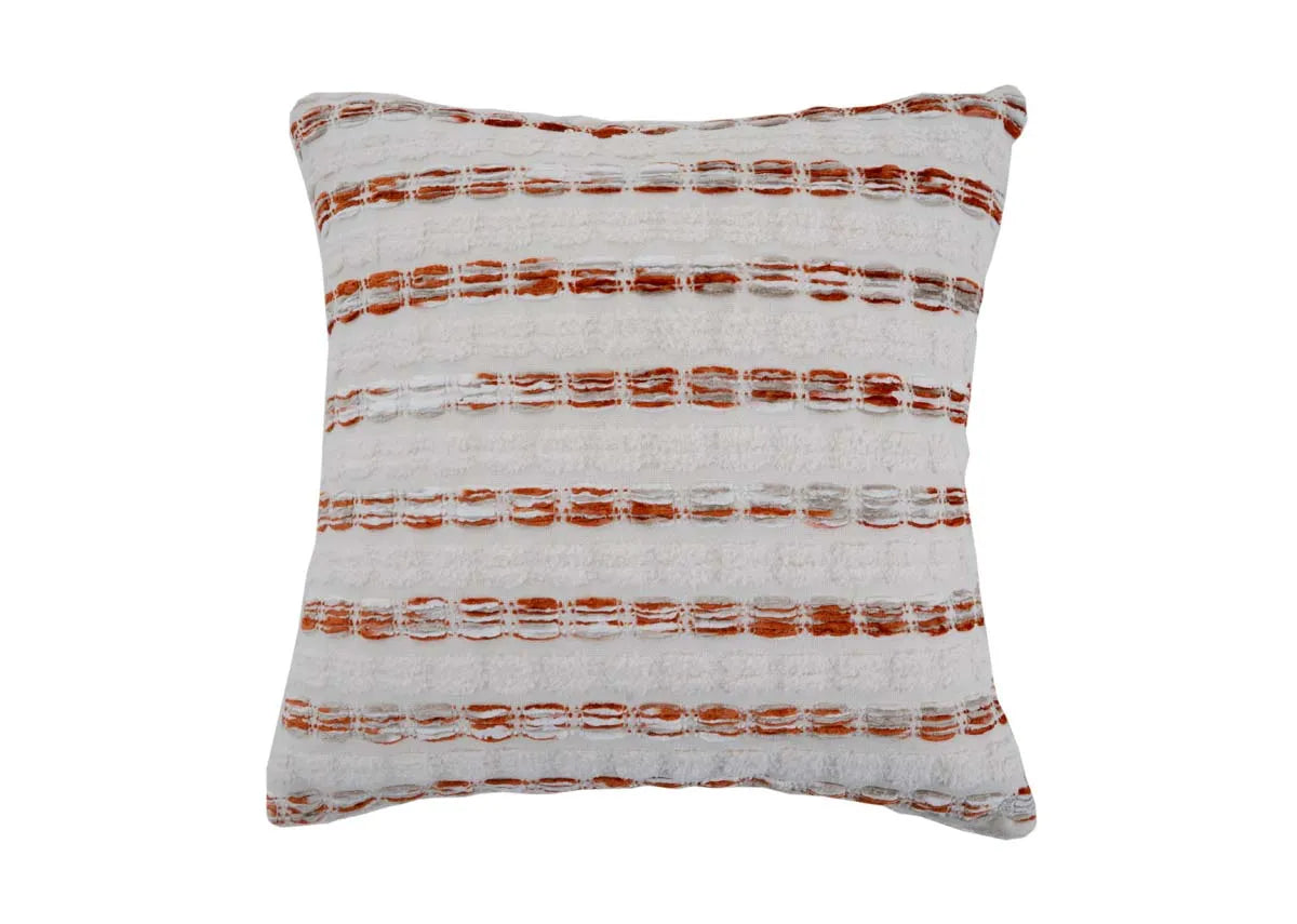 45cm Cream & Orange Cushion - Rustic Reed