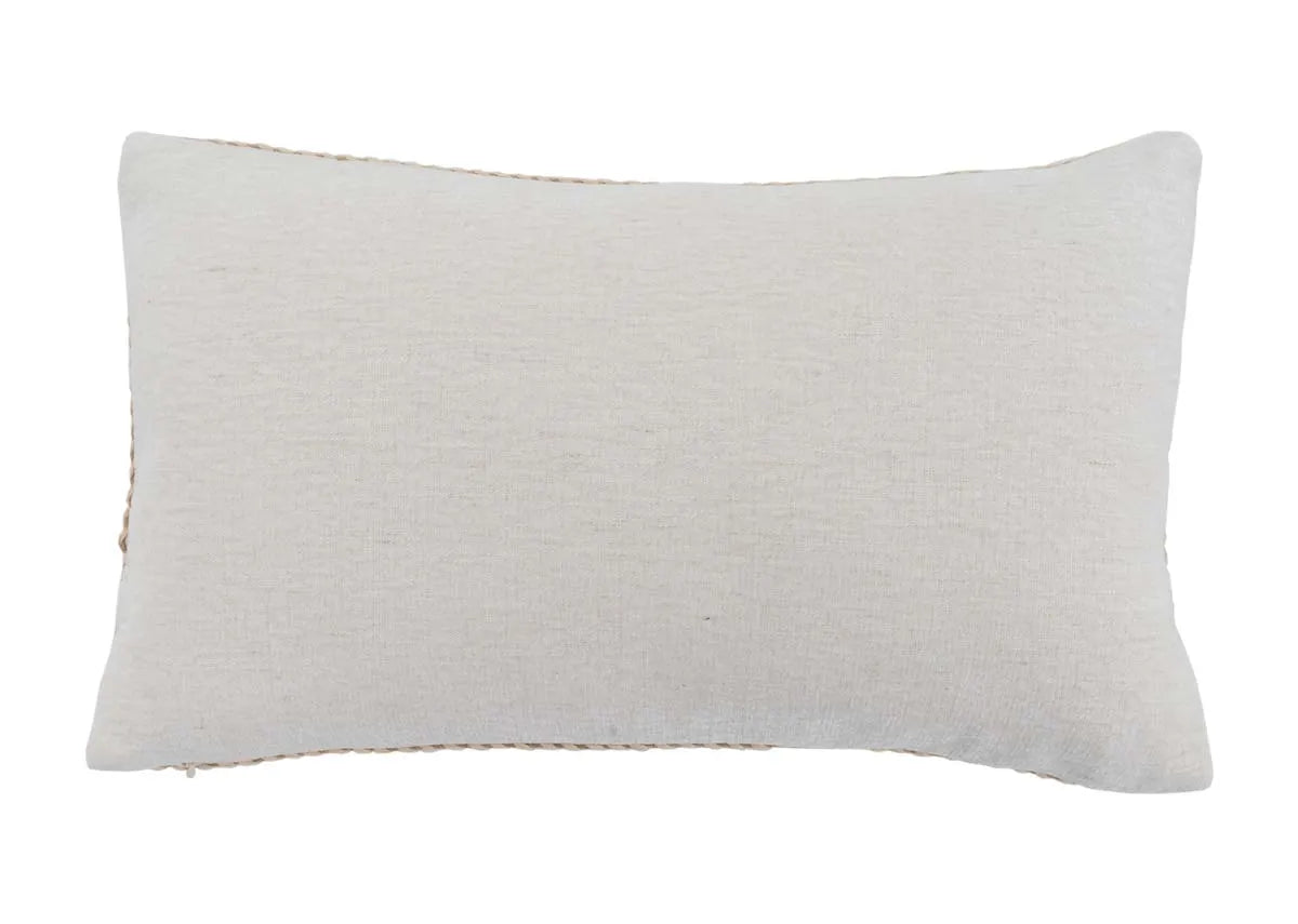 40cm x 60cm Cream with Woven Trim Cushion - Country Clay