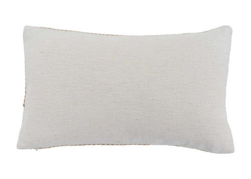 40cm x 60cm Cream with Woven Trim Cushion - Country Clay