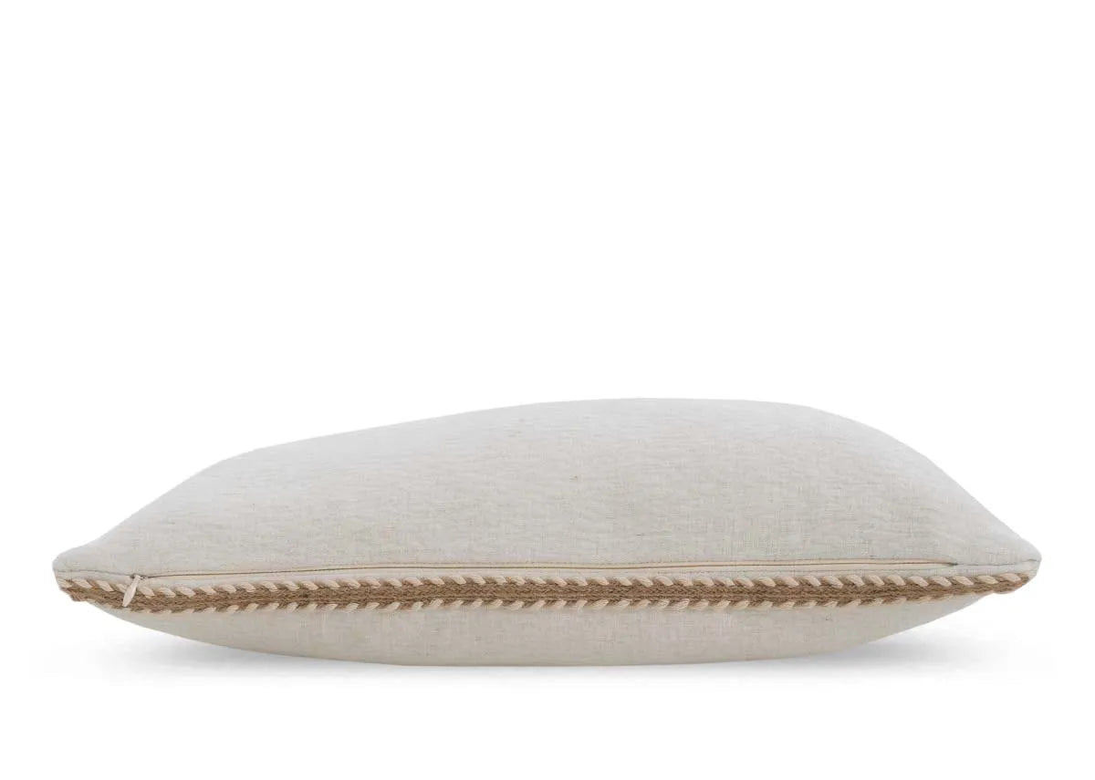 40cm x 60cm Cream with Woven Trim Cushion - Country Clay