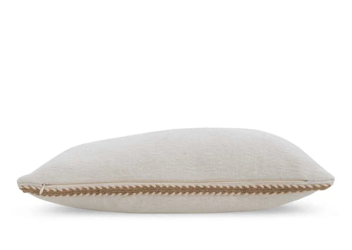 40cm x 60cm Cream with Woven Trim Cushion - Country Clay