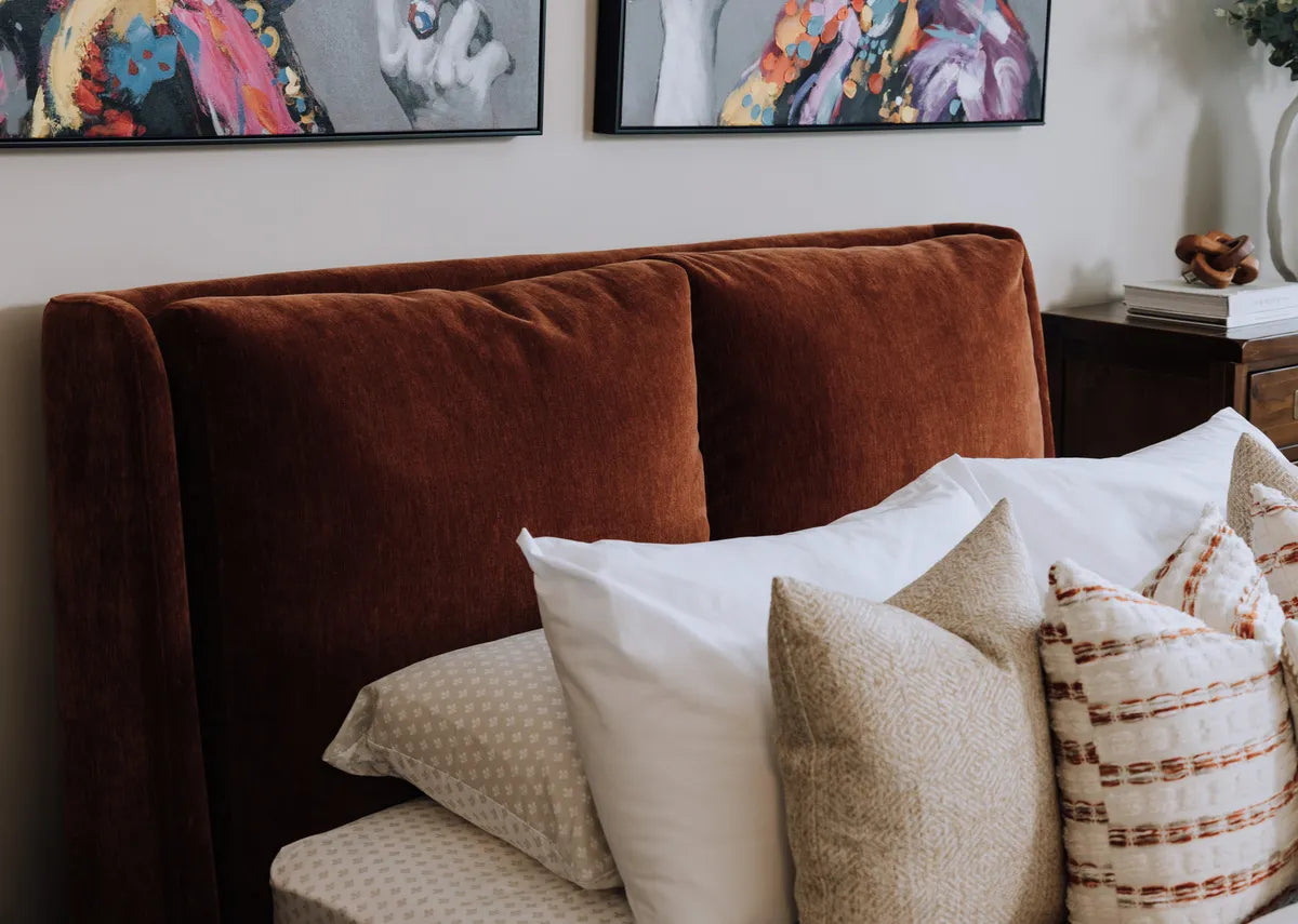 Double (4ft6) Rust Fabric Bed Frame - Comfy