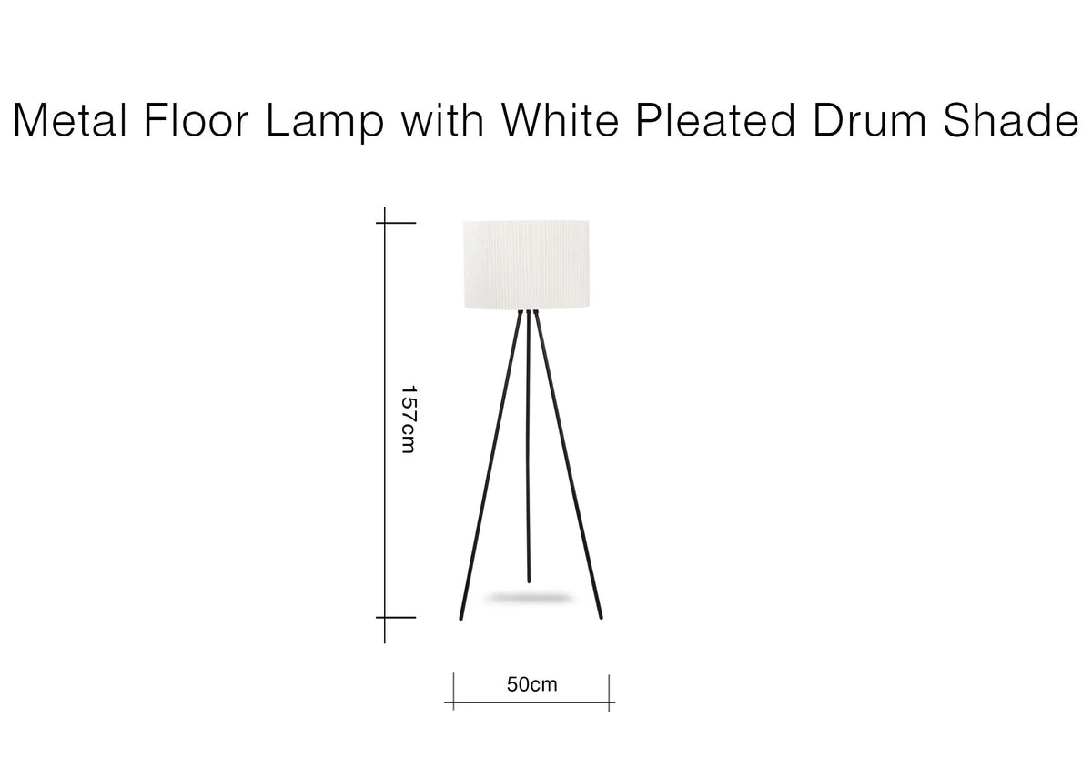 Metal Floor Lamp with Pleated Shade - Starlette