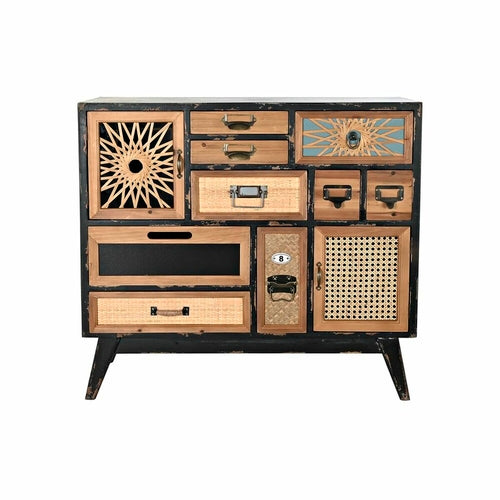 Chest of drawers DKD Home Decor Black Natural Fir MDF Wood Vintage 87