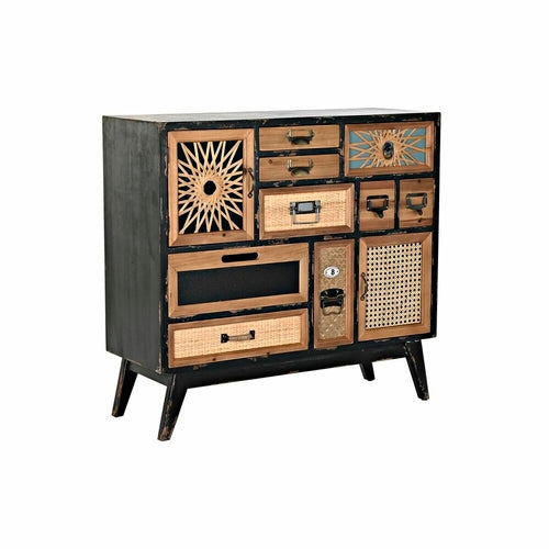 Chest of drawers DKD Home Decor Black Natural Fir MDF Wood Vintage 87