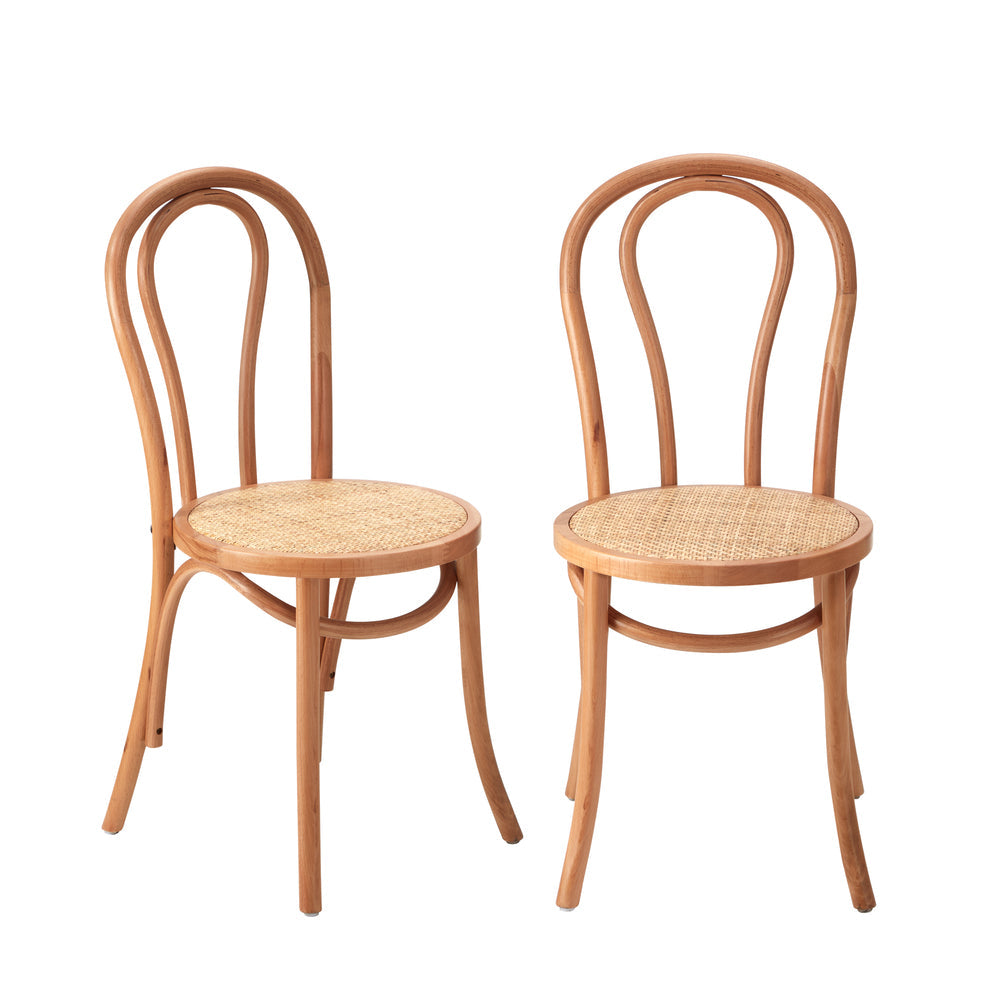 NNEED Dining Chair Solid Wooden Chairs Ratan Seat Beige