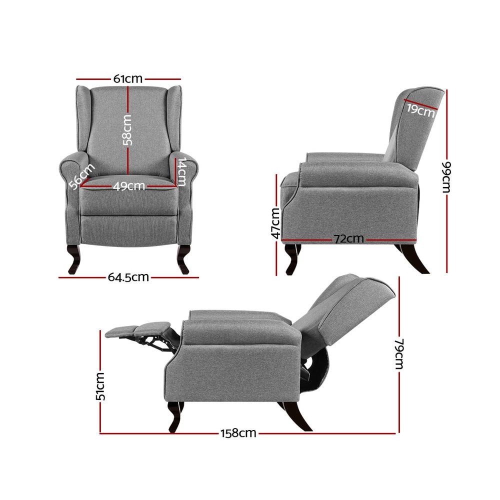 NNEDSZ Recliner Chair Luxury Lounge Armchair Single Sofa Couch Fabric Grey
