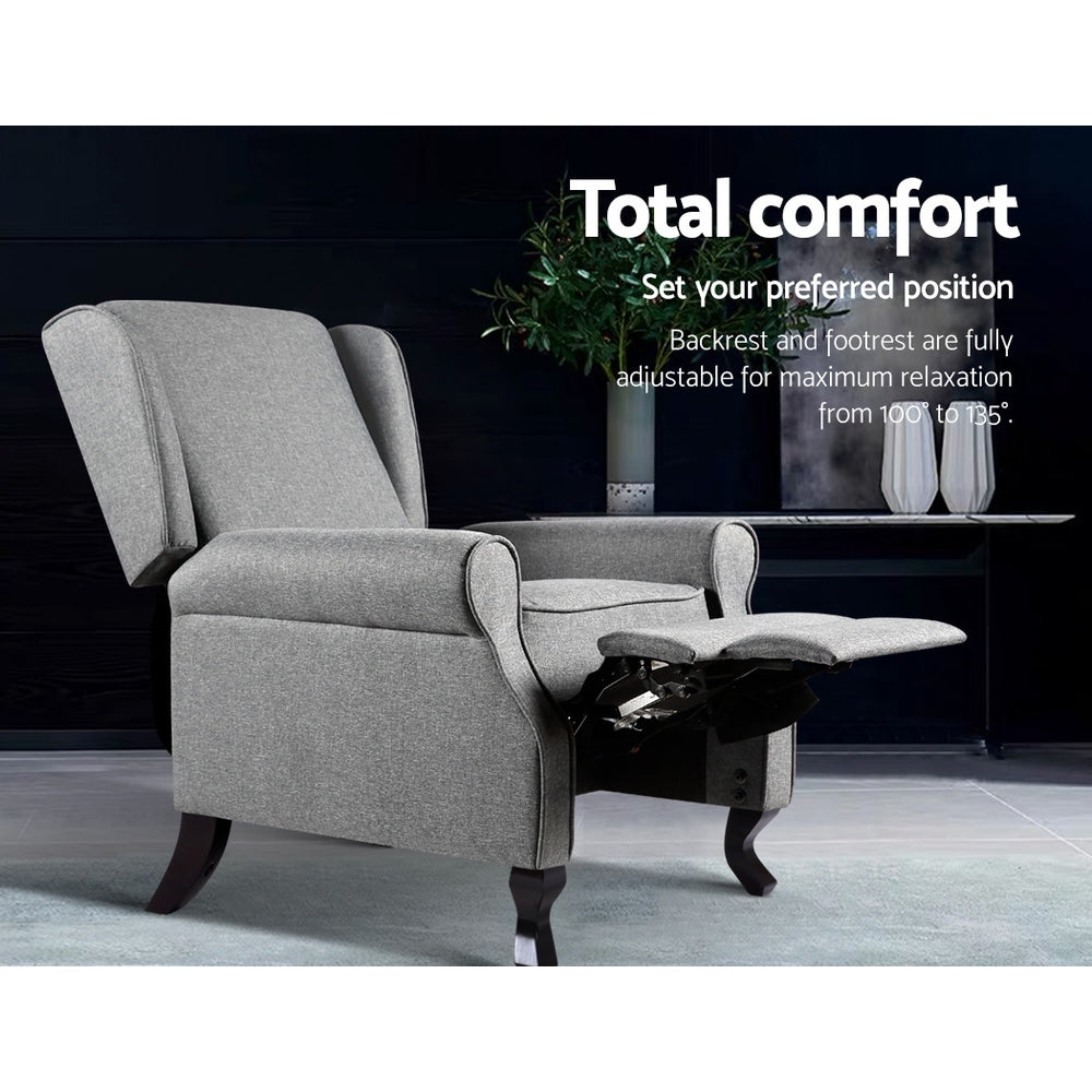 NNEDSZ Recliner Chair Luxury Lounge Armchair Single Sofa Couch Fabric Grey
