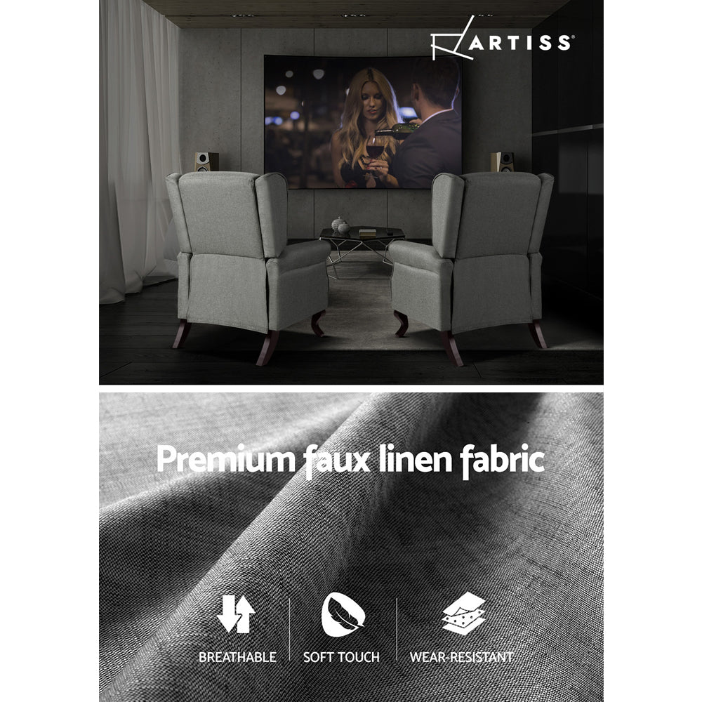 NNEDSZ Recliner Chair Luxury Lounge Armchair Single Sofa Couch Fabric Grey
