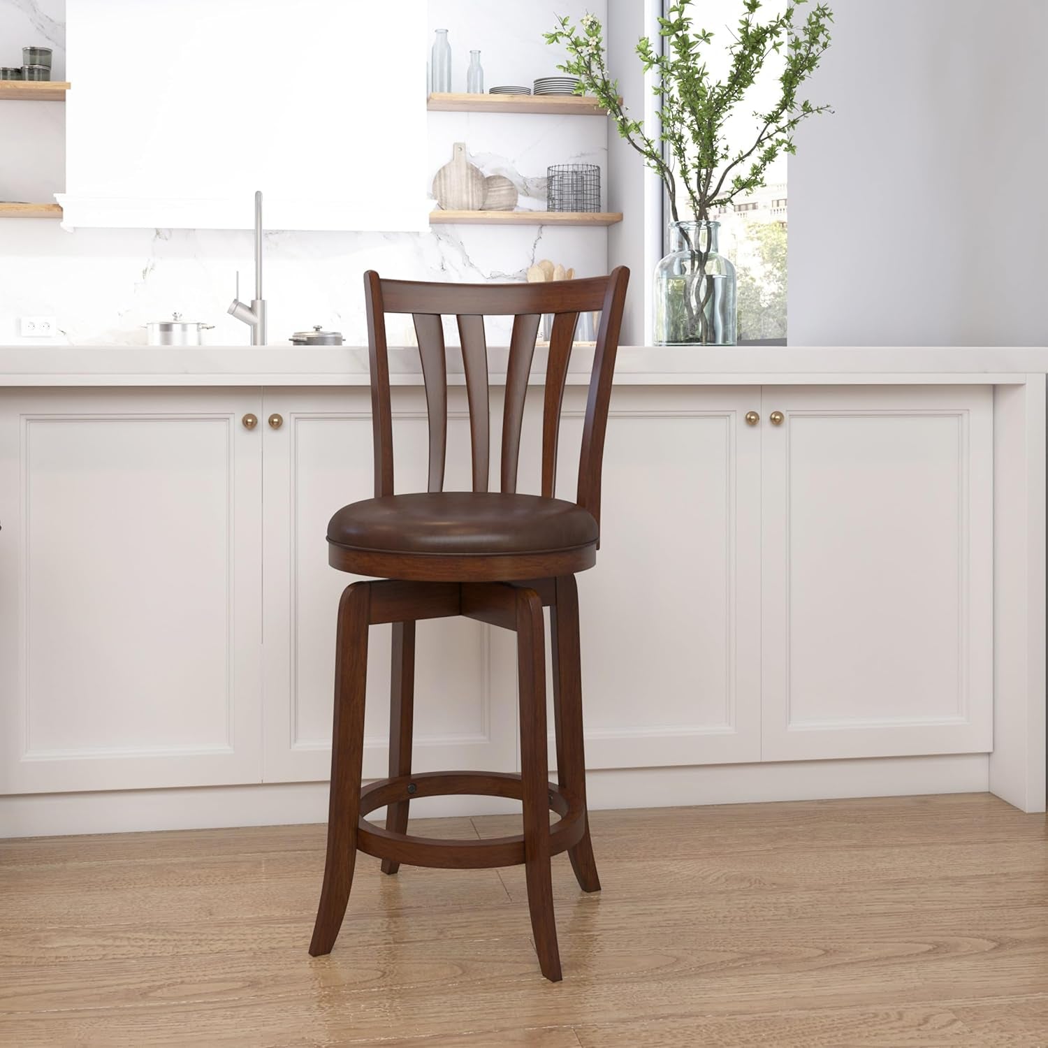 Savana Swivel Counter Stool Cherry Finish Counter Height